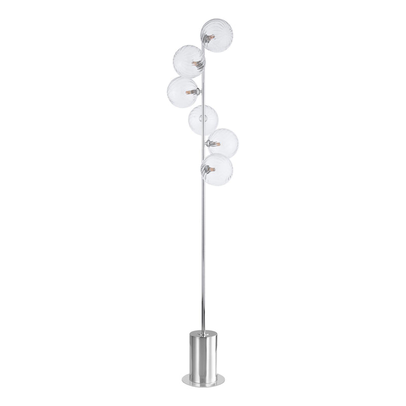 Dar Lighting Spiral 6 Light Floor Lamp Polished Chrome With Closed Glass • SPI4950-22