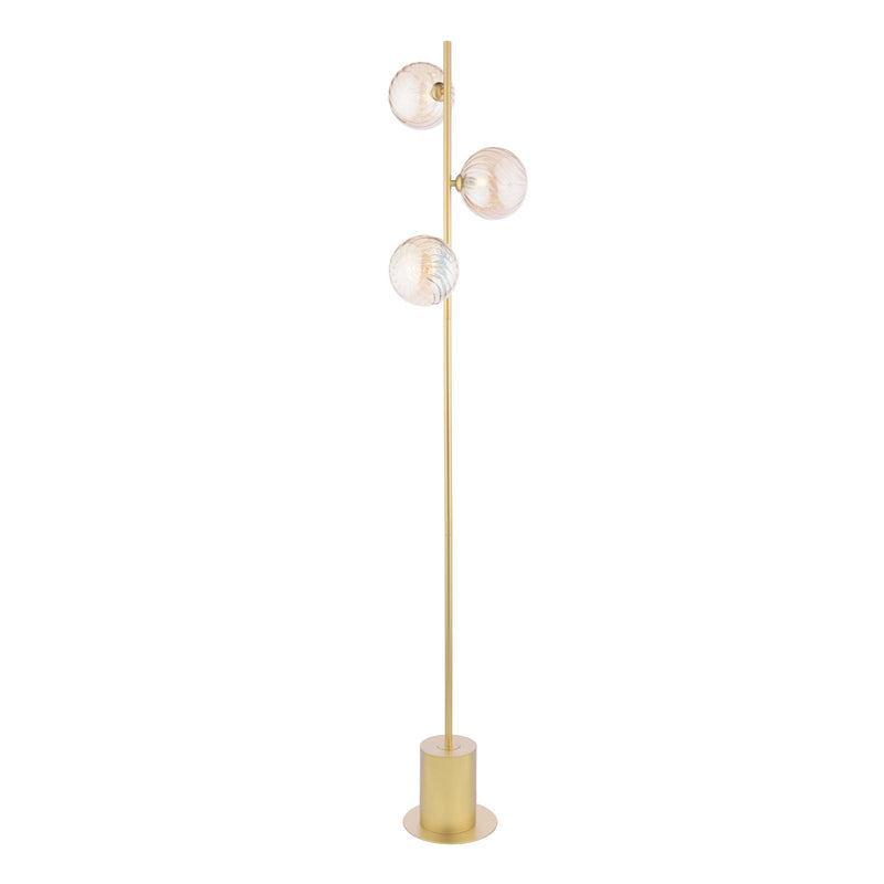 Dar Lighting Spiral 3 Light Floor Lamp Matt Gold With Twisted Amber Glass • SPI5535-26