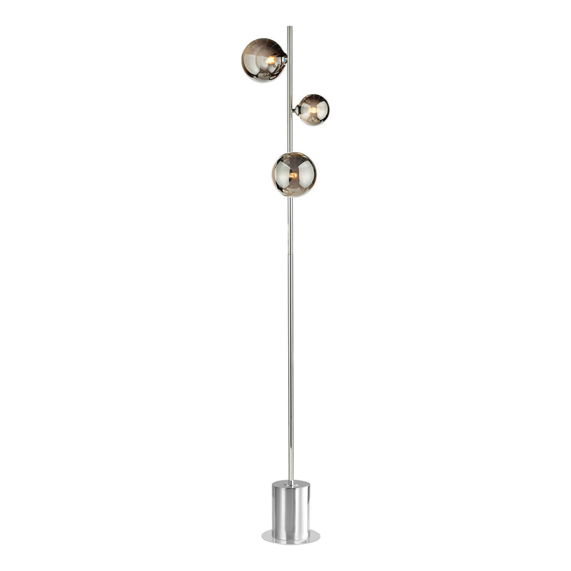 Dar Lighting Spiral 3 Light Floor Lamp Polished Chrome and Smoked Glass • SPI5550-01-24