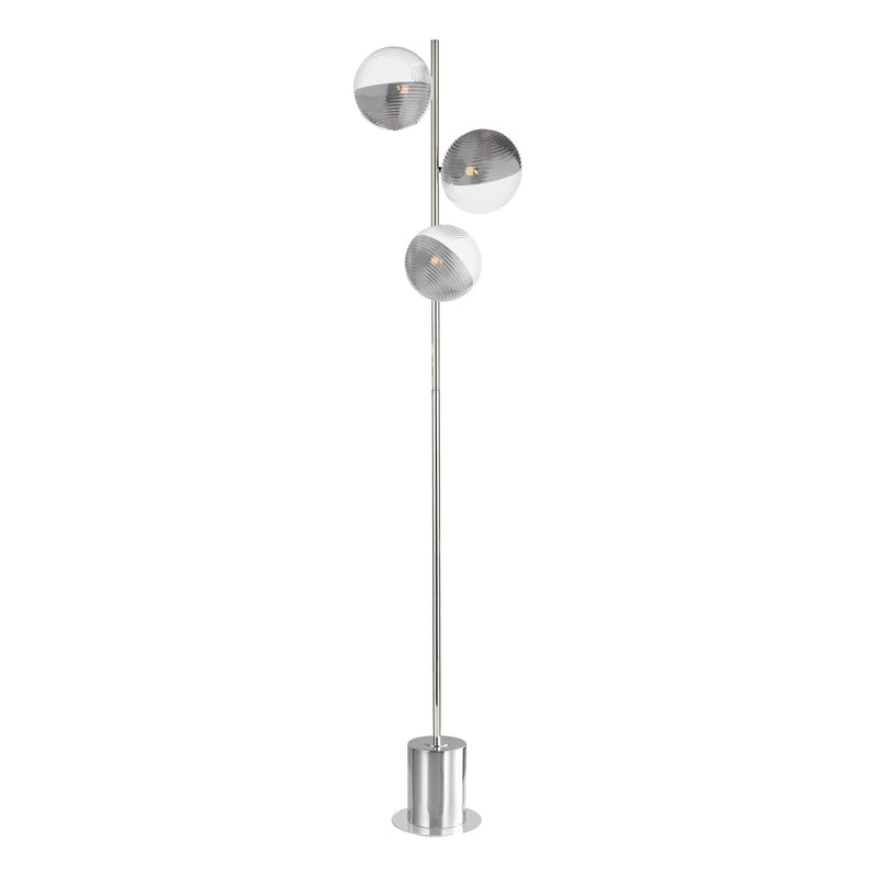 Dar Lighting Spiral 3 Light Floor Lamp Polished Chrome With Smoked/Clear Ribbed Glass • SPI5550-19