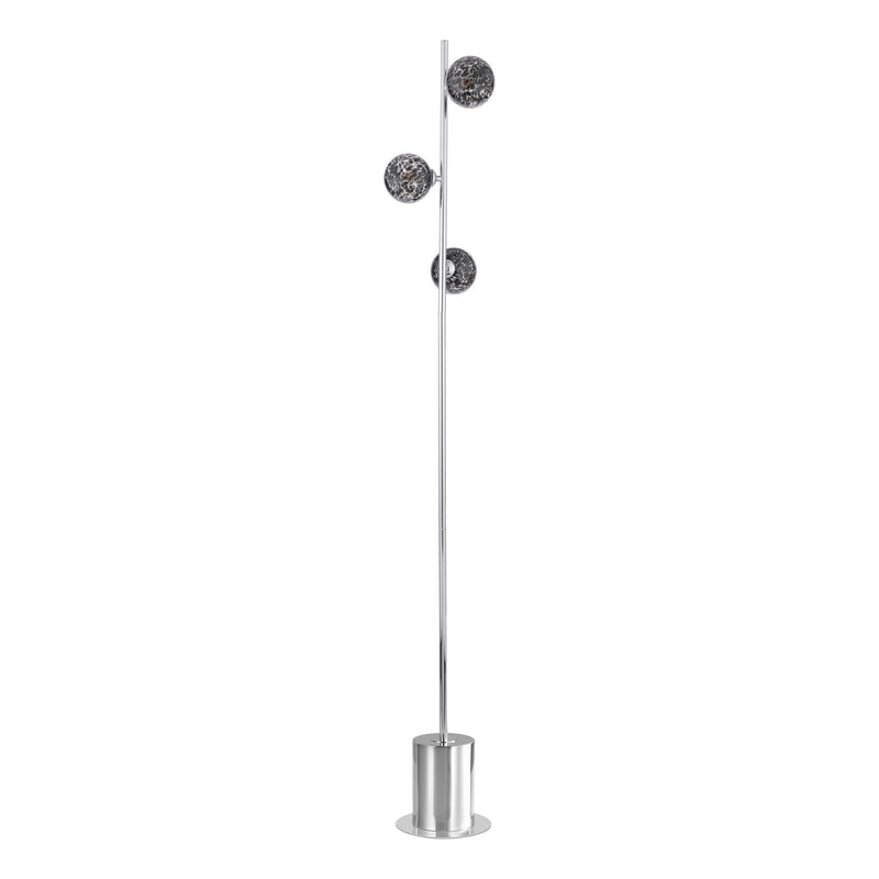 Dar Lighting Spiral 3 Light Floor Lamp Polished Chrome With Black Confetti Glass • SPI5550-21