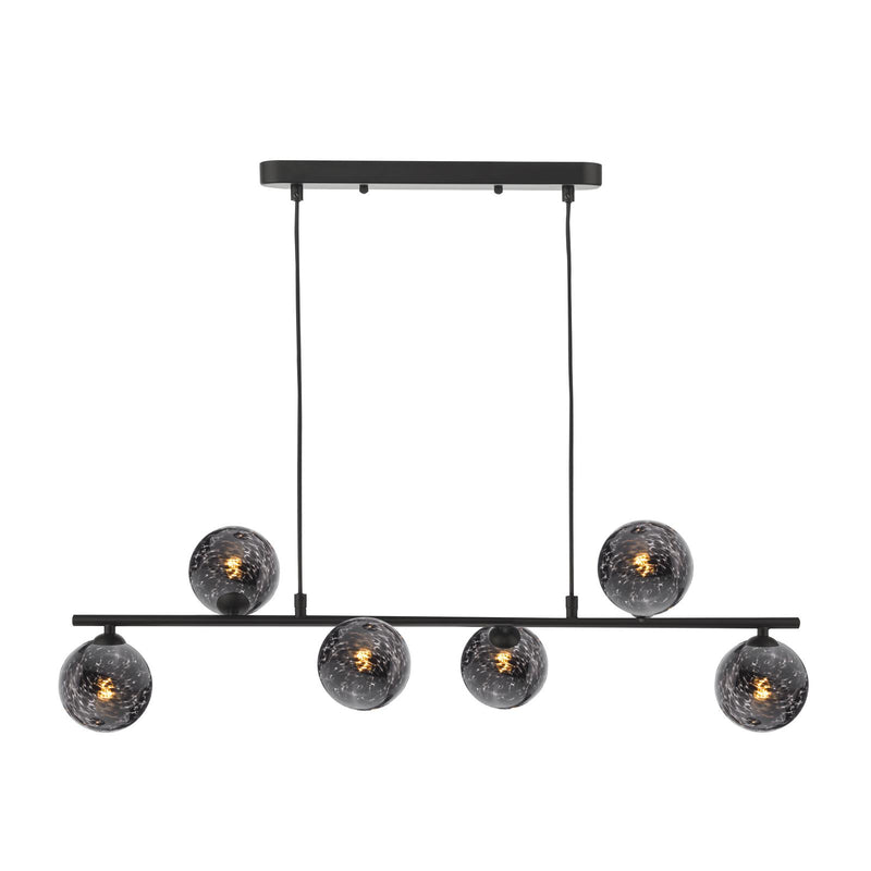 Dar Lighting Spiral 6 Light Bar Pendant Matt Black With Black Confetti Glass • SPI6422-21