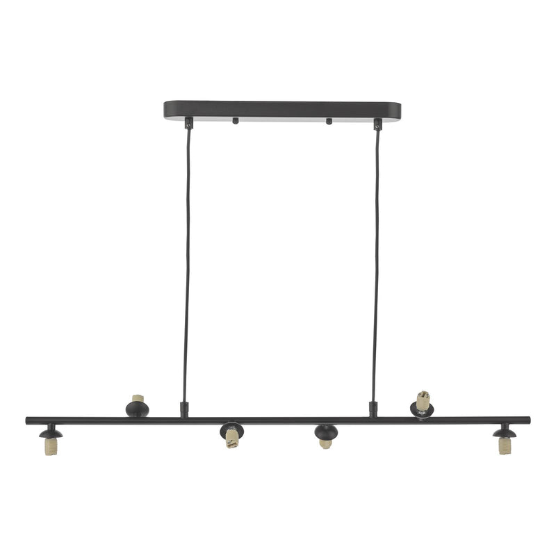 Dar Lighting Spiral 6 Light Bar Pendant Matt Black Fitting Only • SPI6422-F