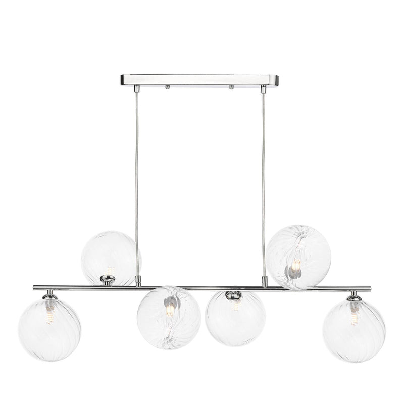 Dar Lighting Spiral 6 Light Bar Pendant Polished Chrome With Closed Glass • SPI6450-22