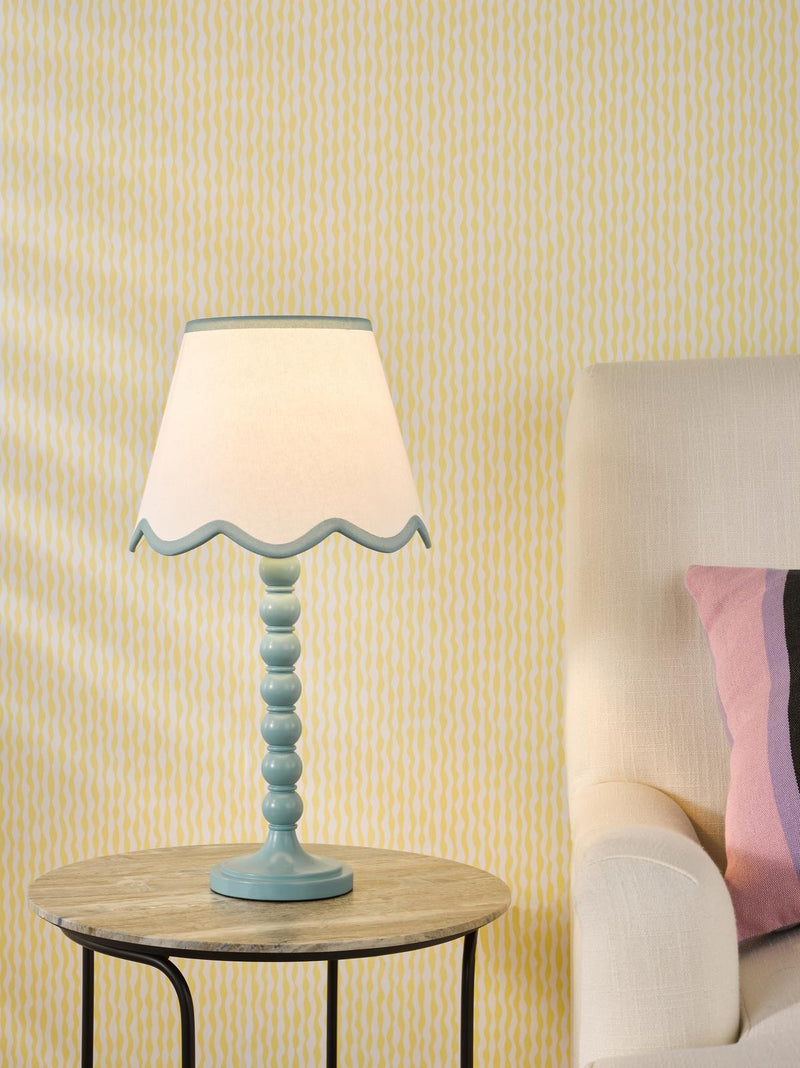 Dar Lighting Spool Table Lamp Blue With Shade • SPO4223-POM1023