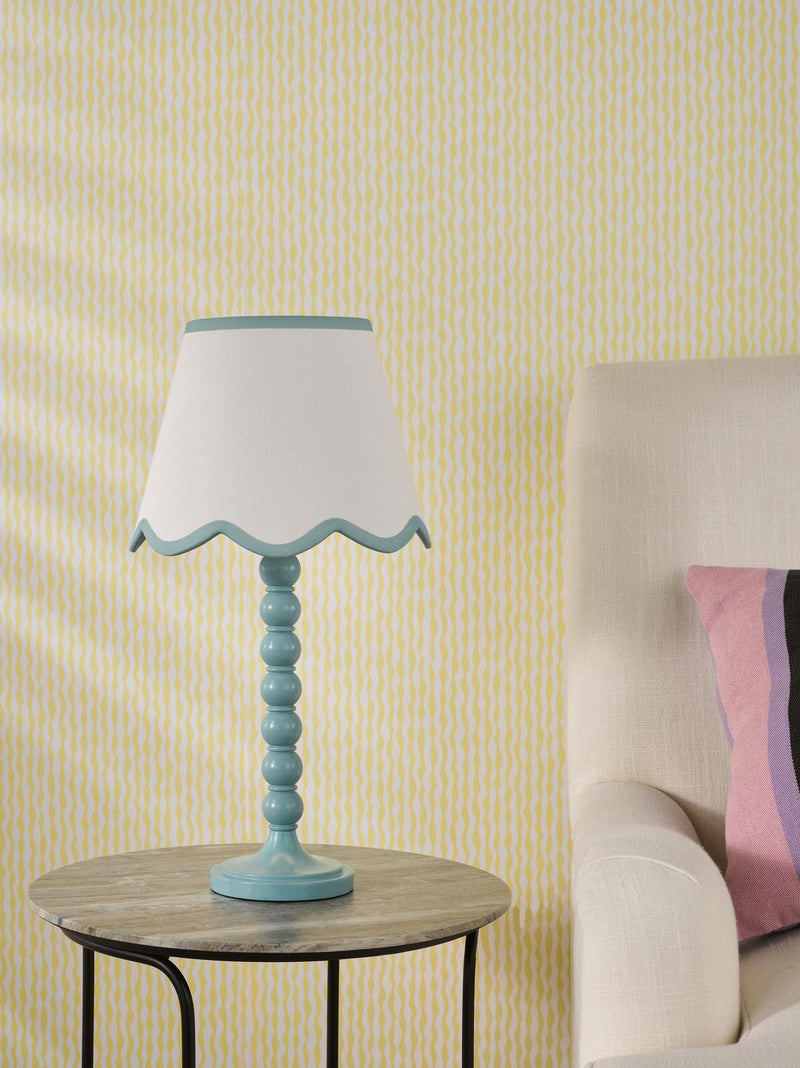 Dar Lighting Spool Table Lamp Blue With Shade • SPO4223-POM1023