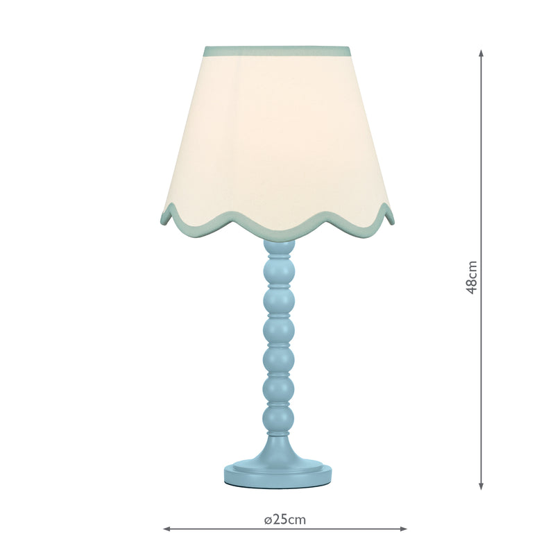Dar Lighting Spool Table Lamp Blue With Shade • SPO4223-POM1023