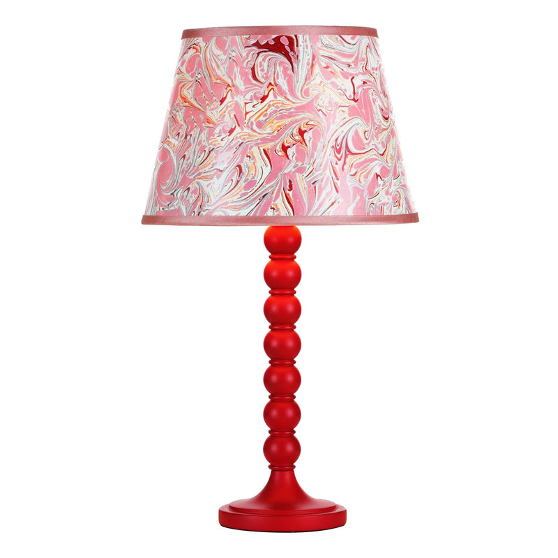 Dar Lighting Spool Table Lamp Red With Shade • SPO4225-FRI1025