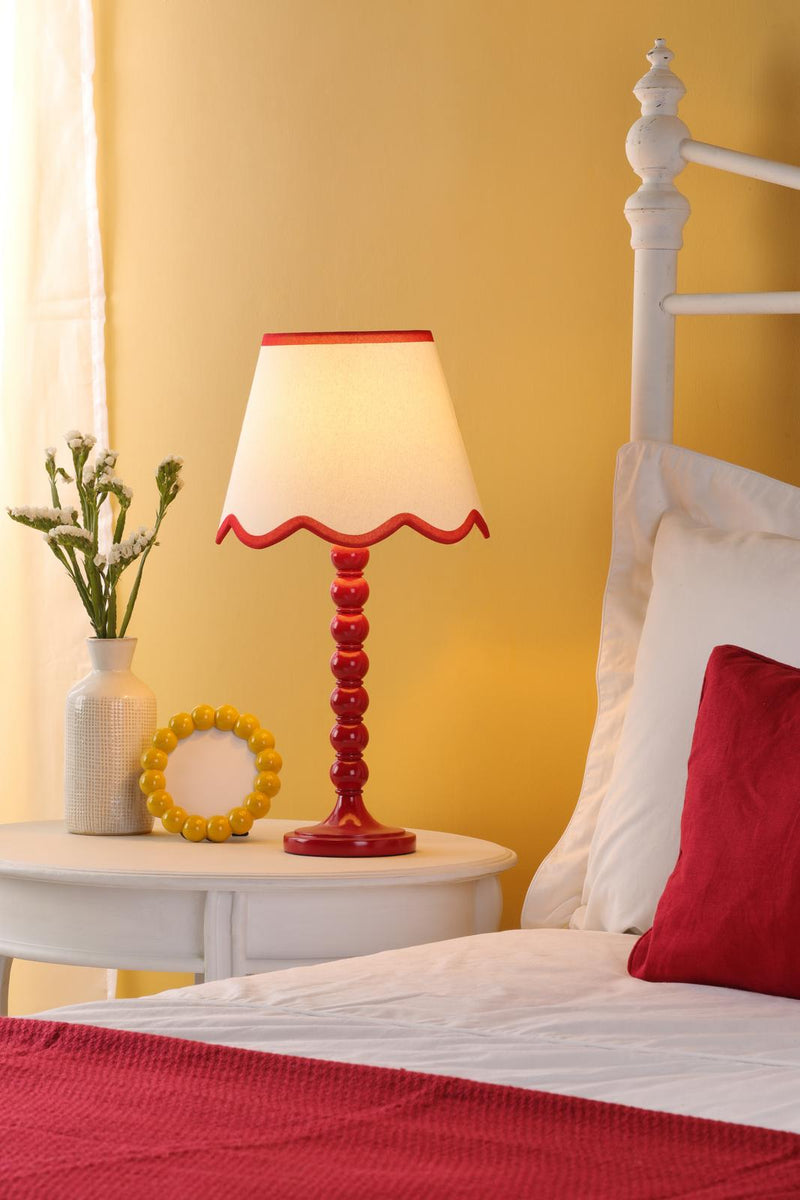 Dar Lighting Spool Table Lamp Red With Shade • SPO4225-POM1025