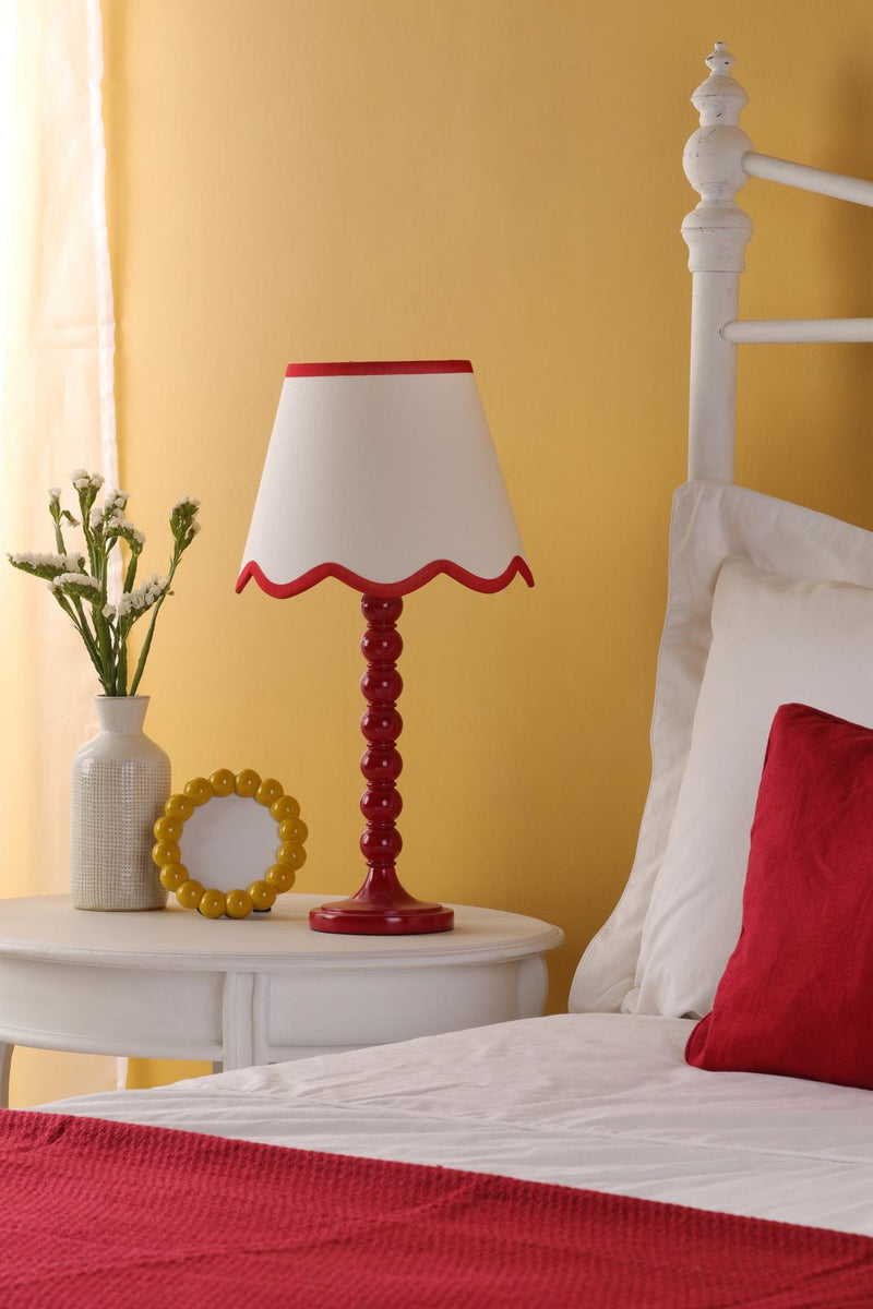 Dar Lighting Spool Table Lamp Red With Shade • SPO4225-POM1025