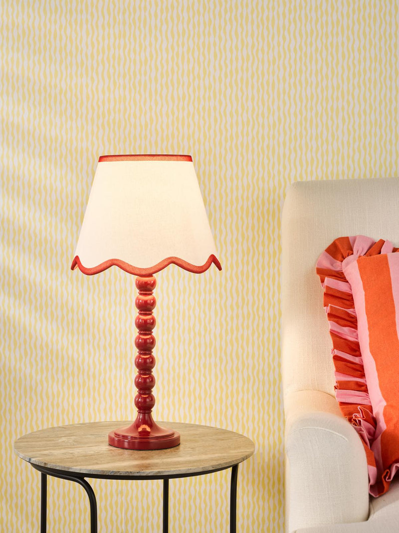 Dar Lighting Spool Table Lamp Red With Shade • SPO4225-POM1025