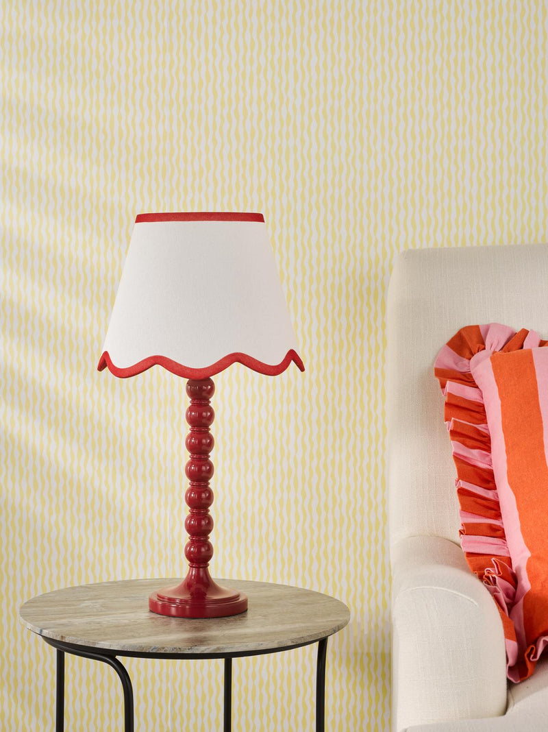 Dar Lighting Spool Table Lamp Red With Shade • SPO4225-POM1025