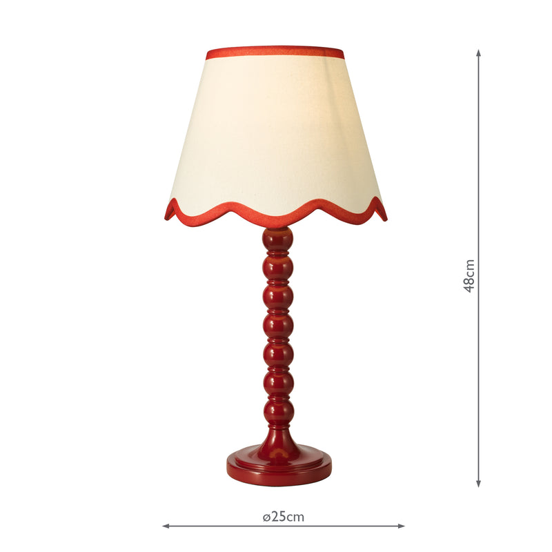 Dar Lighting Spool Table Lamp Red With Shade • SPO4225-POM1025