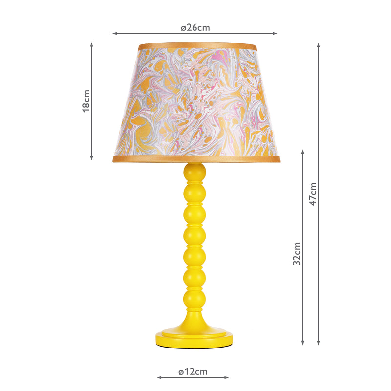 Dar Lighting Spool Table Lamp Gloss Yellow Base Only • SPO4226