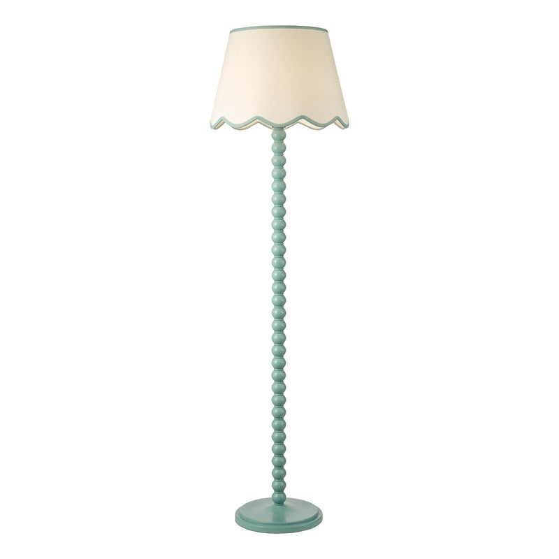 Dar Lighting Spool Floor Lamp Blue With Shade • SPO4923-POM1823