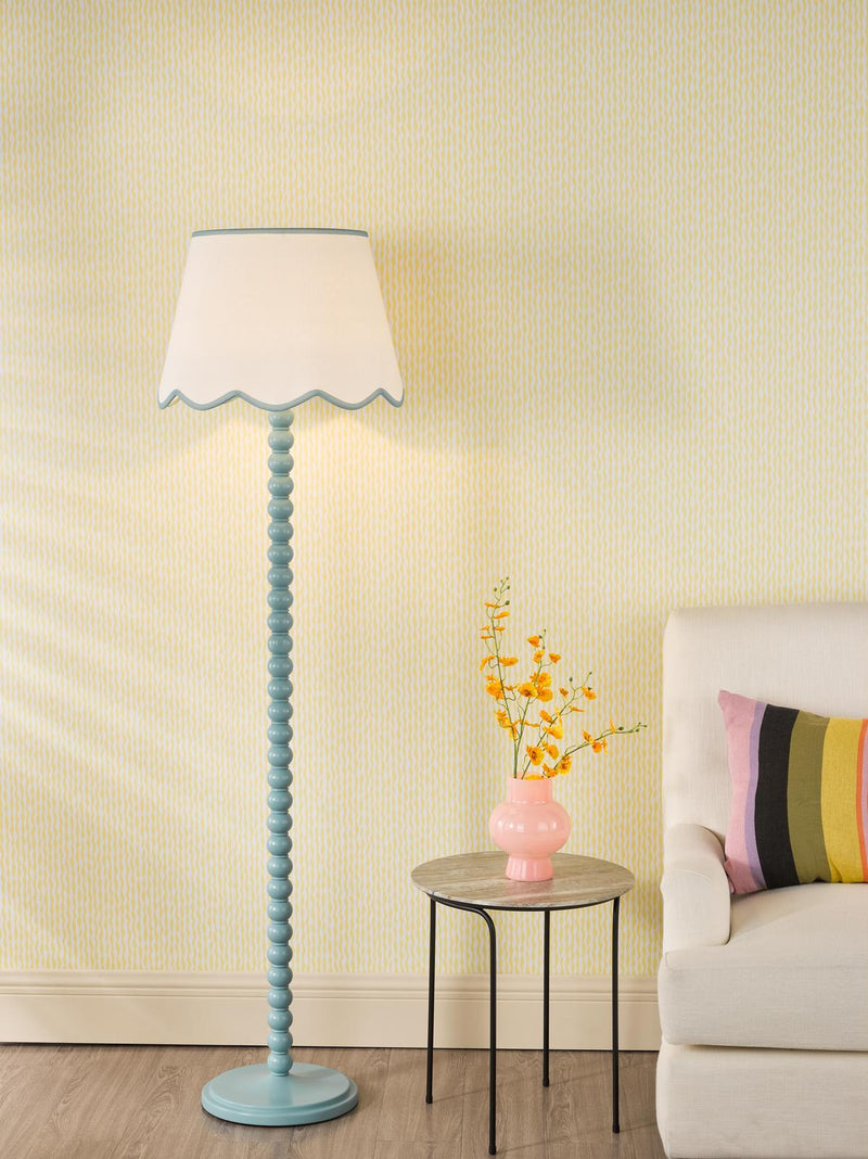 Dar Lighting Spool Floor Lamp Blue With Shade • SPO4923-POM1823