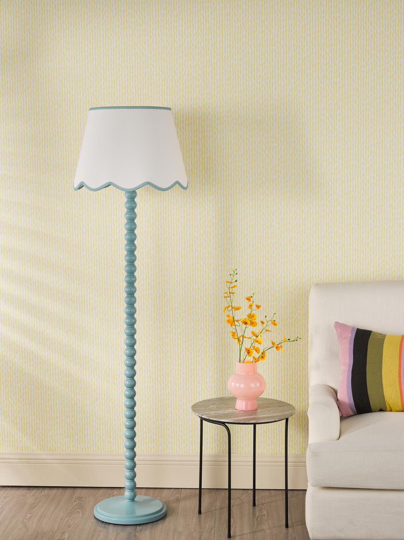 Dar Lighting Spool Floor Lamp Blue With Shade • SPO4923-POM1823