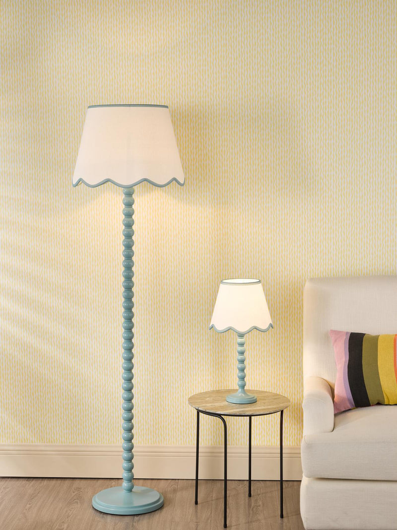 Dar Lighting Spool Floor Lamp Blue With Shade • SPO4923-POM1823