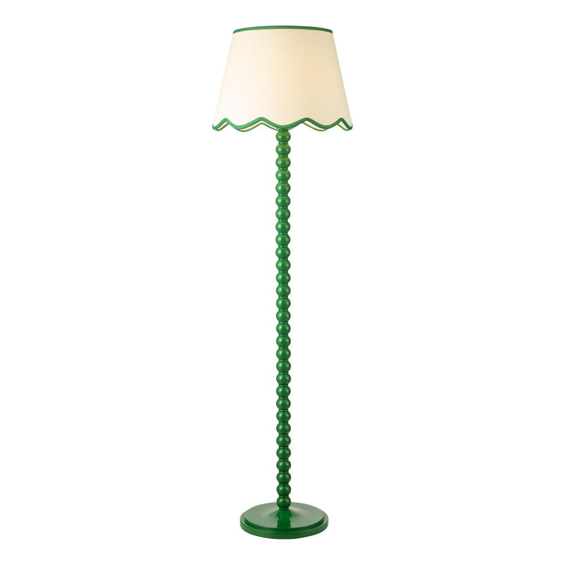 Dar Lighting Spool Floor Lamp Green With Shade • SPO4924-POM1824