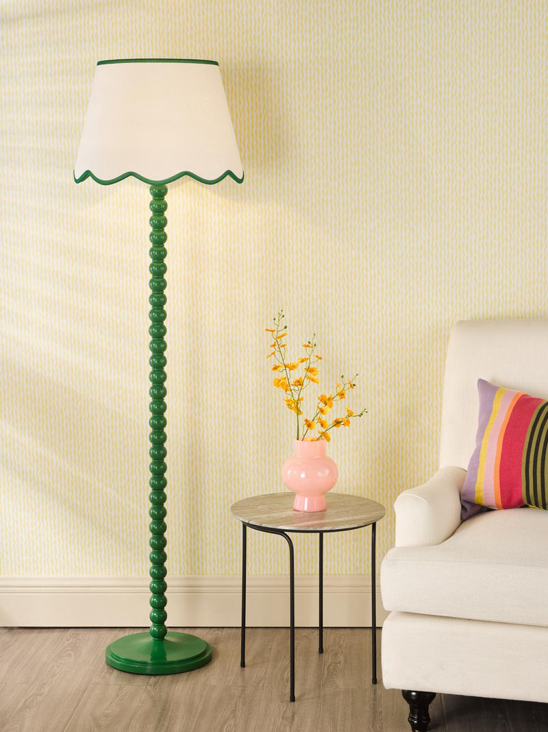 Dar Lighting Spool Floor Lamp Green With Shade • SPO4924-POM1824