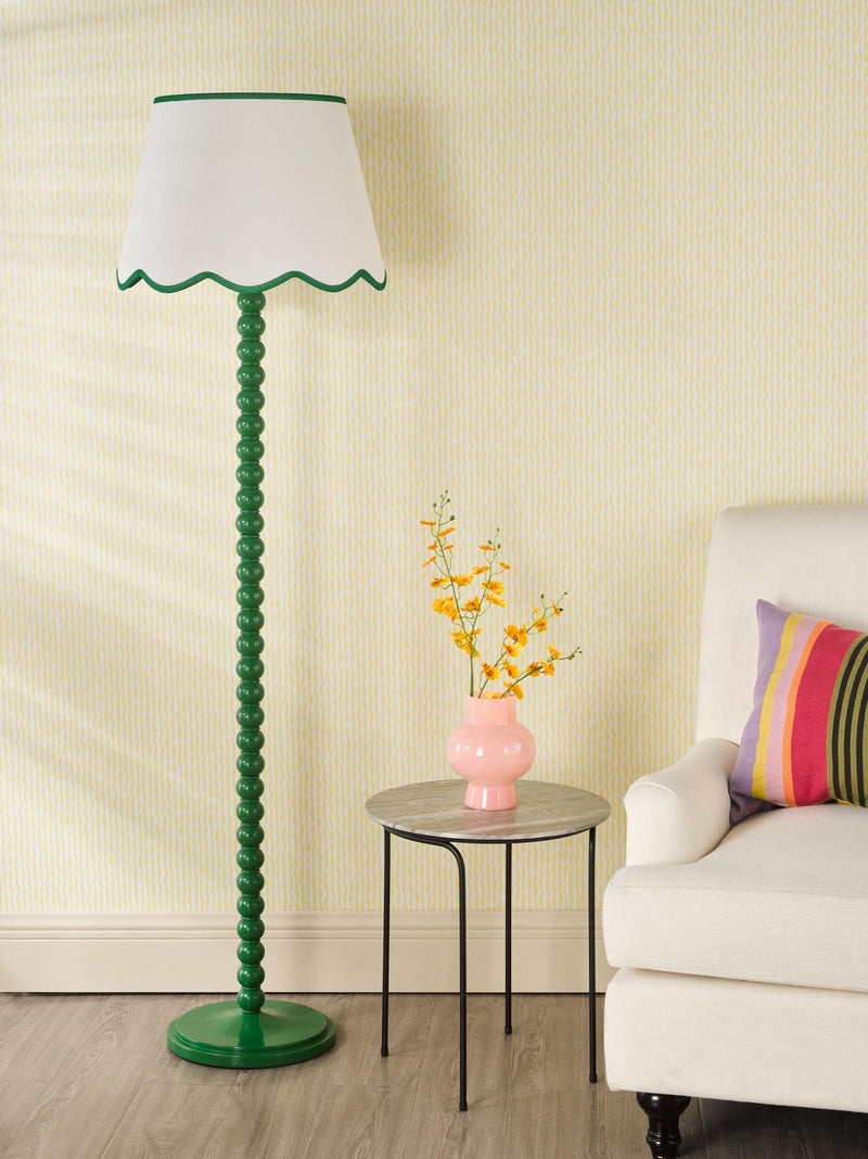 Dar Lighting Spool Floor Lamp Green With Shade • SPO4924-POM1824