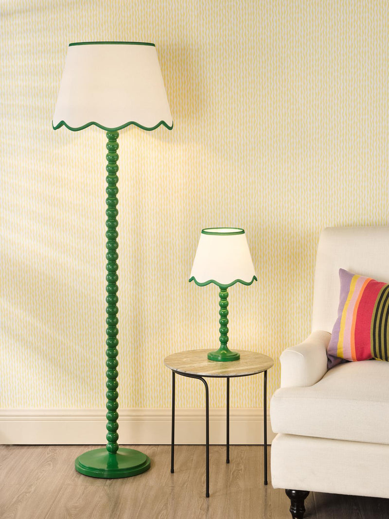 Dar Lighting Spool Floor Lamp Green With Shade • SPO4924-POM1824