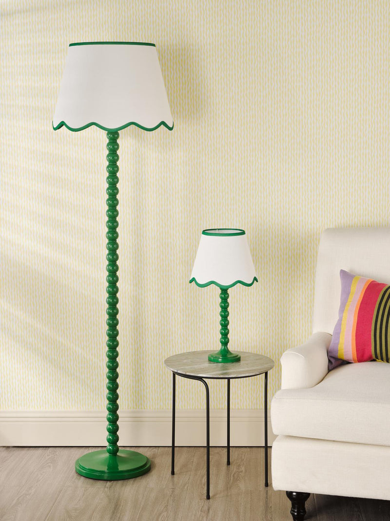 Dar Lighting Spool Floor Lamp Green With Shade • SPO4924-POM1824