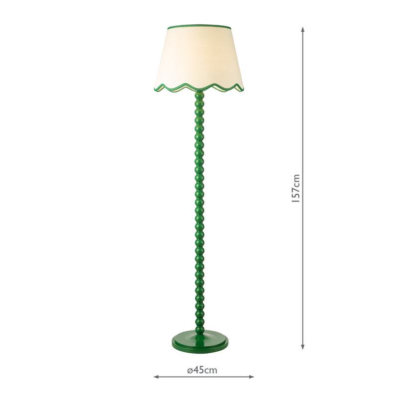 Dar Lighting Spool Floor Lamp Green With Shade • SPO4924-POM1824
