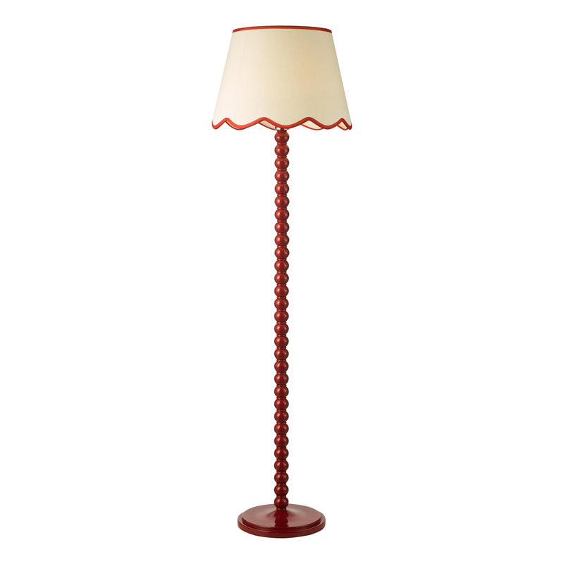Dar Lighting Spool Floor Lamp Red With Shade • SPO4925-POM1825