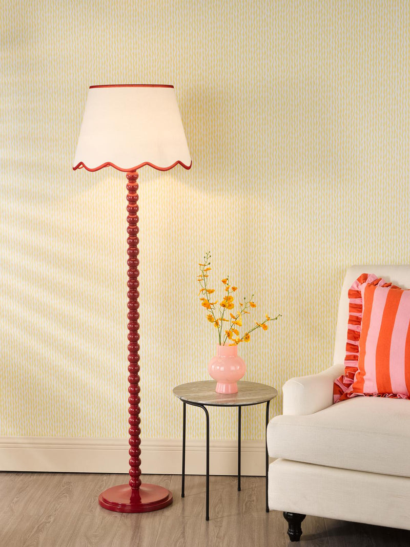 Dar Lighting Spool Floor Lamp Red With Shade • SPO4925-POM1825