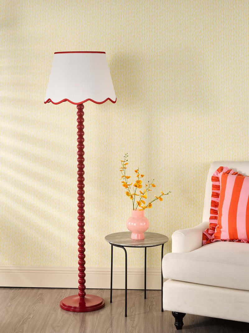 Dar Lighting Spool Floor Lamp Red With Shade • SPO4925-POM1825