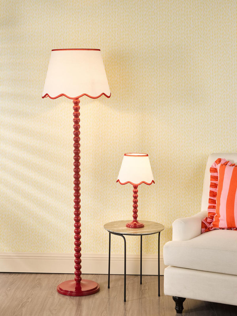 Dar Lighting Spool Floor Lamp Red With Shade • SPO4925-POM1825