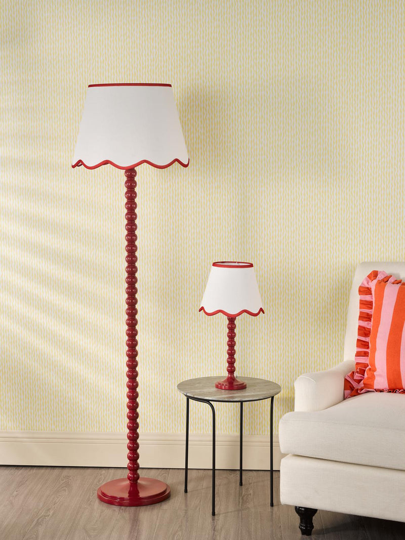 Dar Lighting Spool Floor Lamp Red With Shade • SPO4925-POM1825