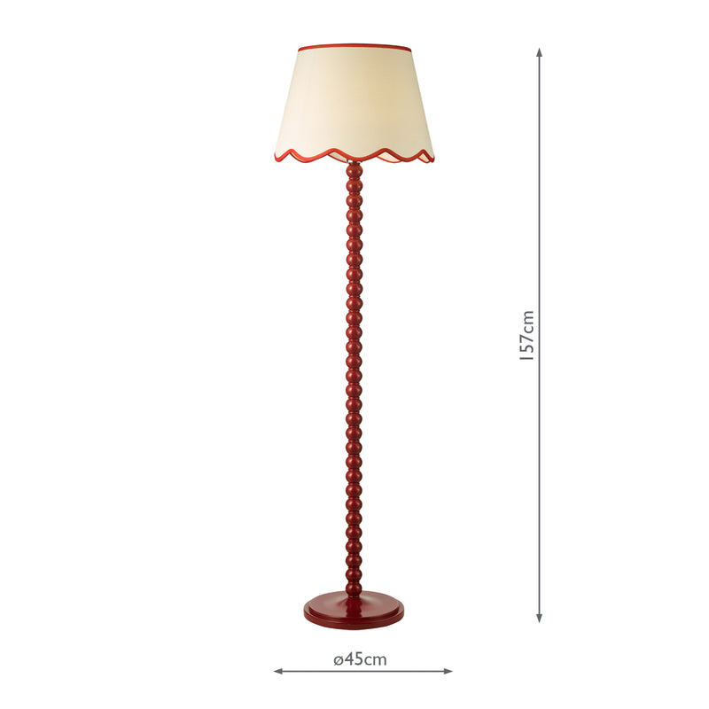 Dar Lighting Spool Floor Lamp Red With Shade • SPO4925-POM1825