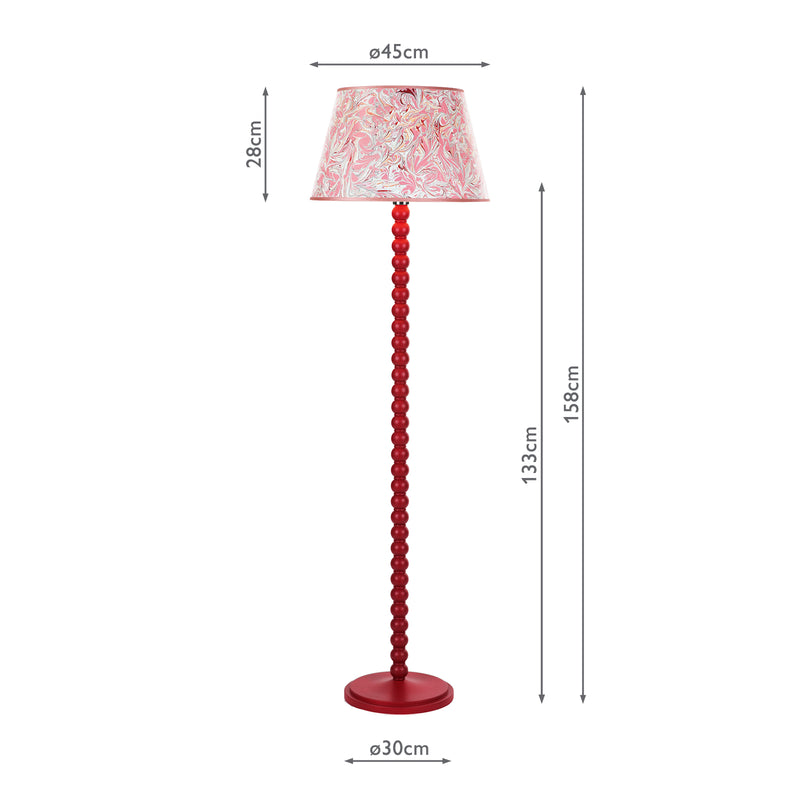 Dar Lighting Spool Floor Lamp Gloss Red Base Only • SPO4925