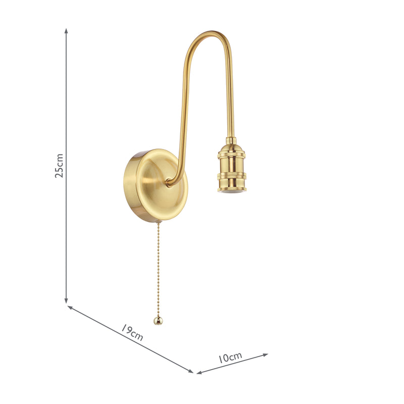 Dar Lighting Tall Wall Light Natural Brass Bracket Only • SPW7140