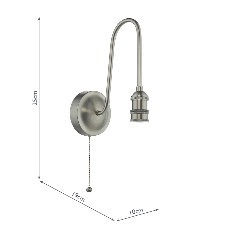 Dar Lighting Tall Wall Light Antique Chrome Bracket Only • SPW7161