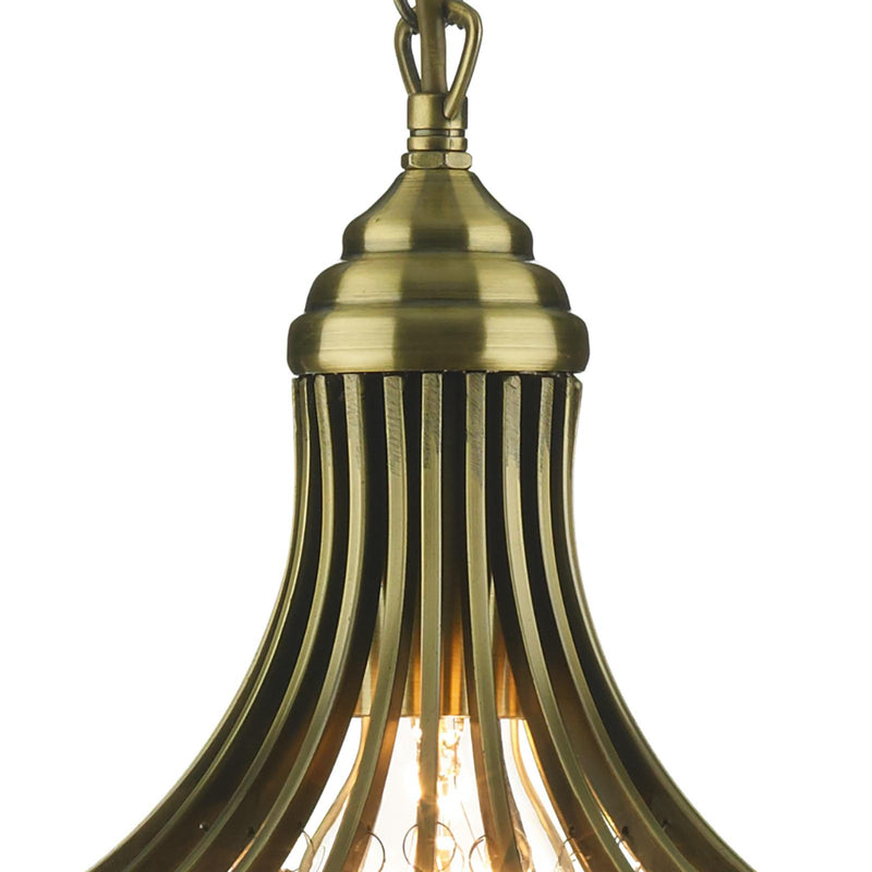 Dar Lighting Suri 1 Light Pendant Antique Brass Faceted Glass • SUR0108