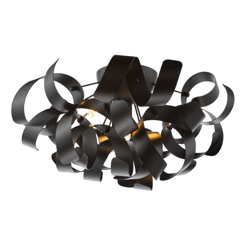 Dar Lighting Swash 4 Light Flush Black With Black Ribbins • SWA0422-03