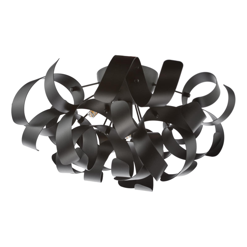 Dar Lighting Swash 4 Light Flush Black With Black Ribbins • SWA0422-03