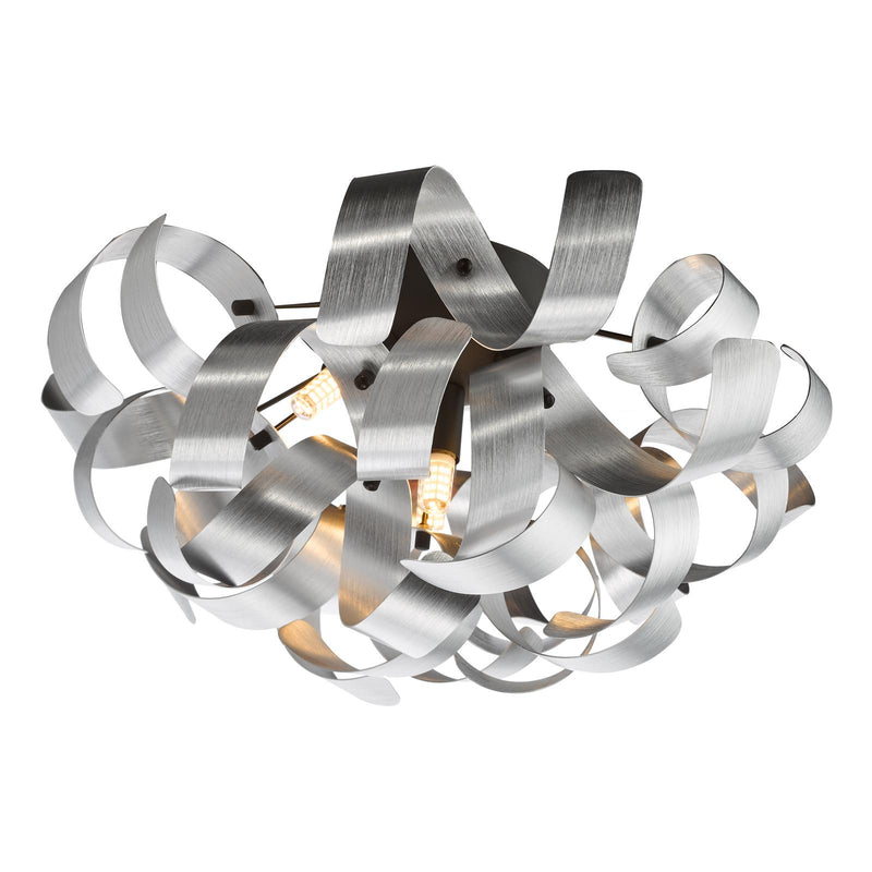 Dar Lighting Swash 4 Light Flush Black With Aluminium Ribbons • SWA0422-04