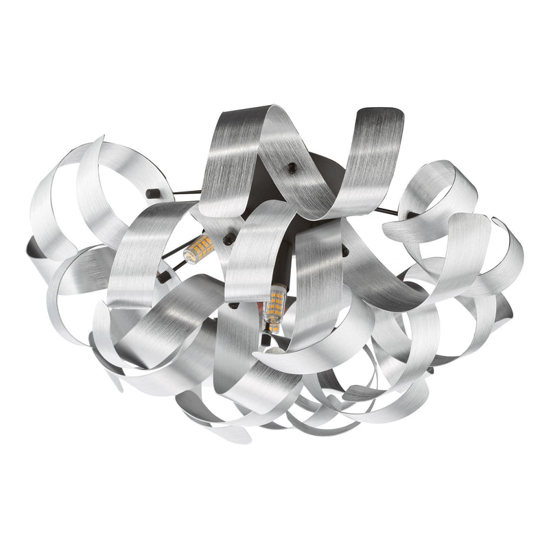Dar Lighting Swash 4 Light Flush Black With Aluminium Ribbons • SWA0422-04