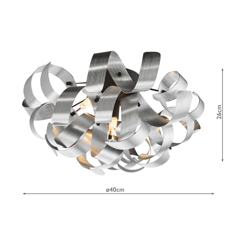 Dar Lighting Swash 4 Light Flush Black With Aluminium Ribbons • SWA0422-04