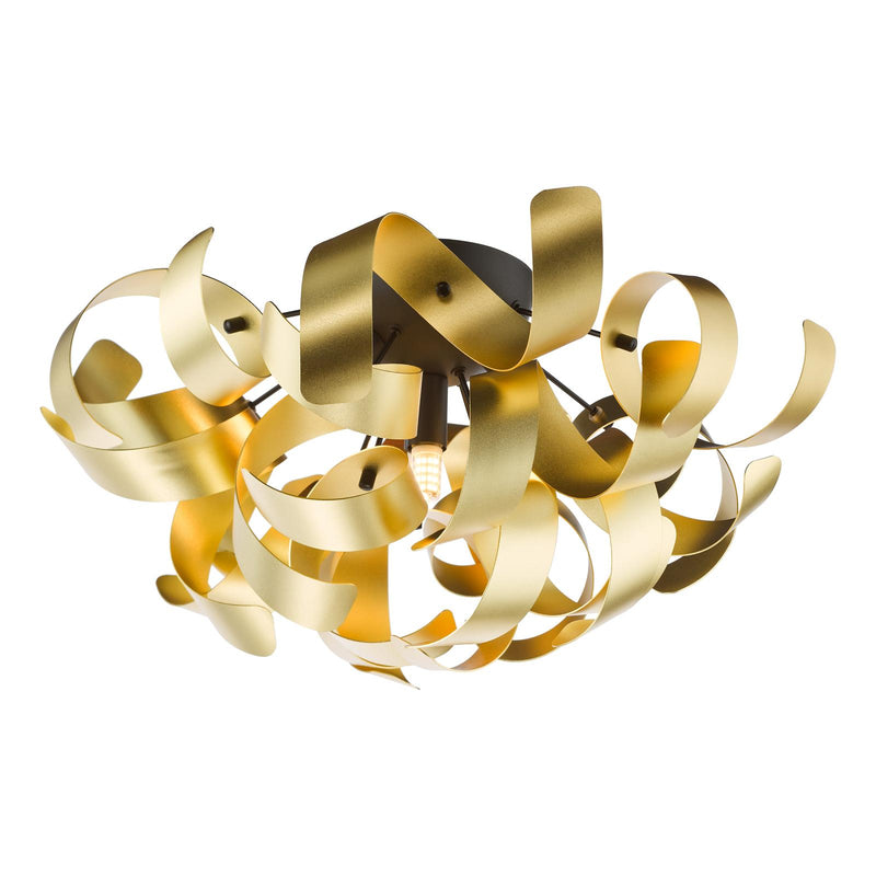 Dar Lighting Swash 4 Light Flush Black With Gold Ribbons • SWA0422-05