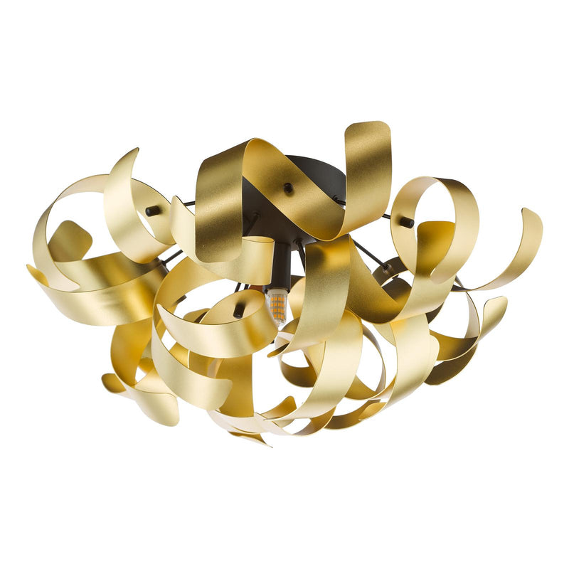 Dar Lighting Swash 4 Light Flush Black With Gold Ribbons • SWA0422-05