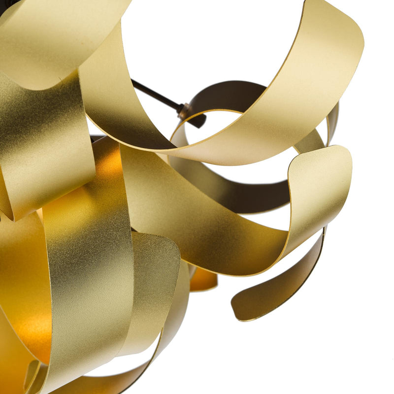 Dar Lighting Swash 4 Light Flush Black With Gold Ribbons • SWA0422-05