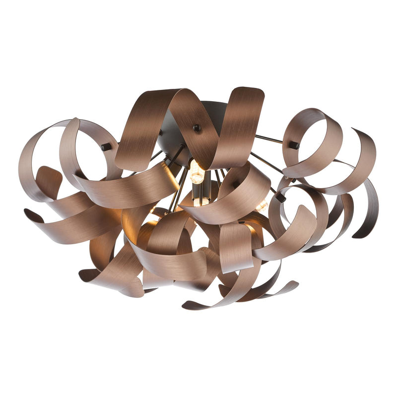 Dar Lighting Swash 4 Light Flush Black With Copper Ribbons • SWA0422-06