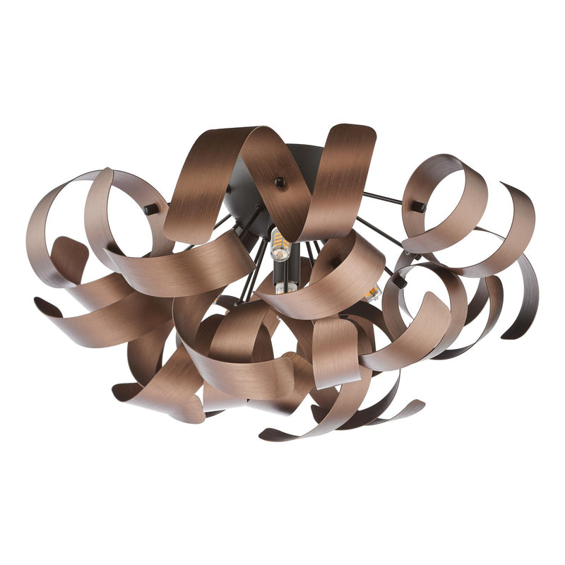 Dar Lighting Swash 4 Light Flush Black With Copper Ribbons • SWA0422-06