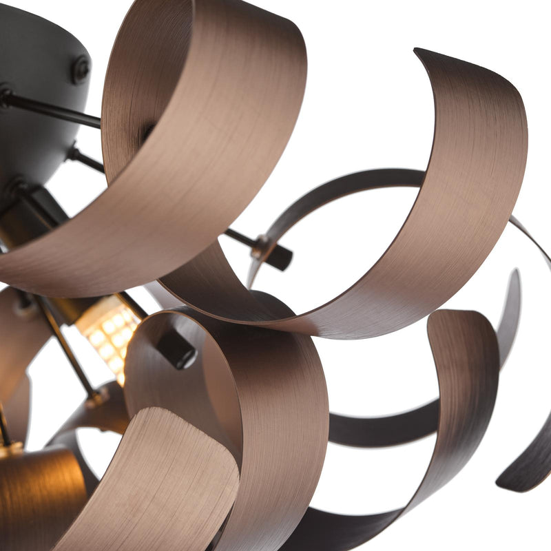 Dar Lighting Swash 4 Light Flush Black With Copper Ribbons • SWA0422-06