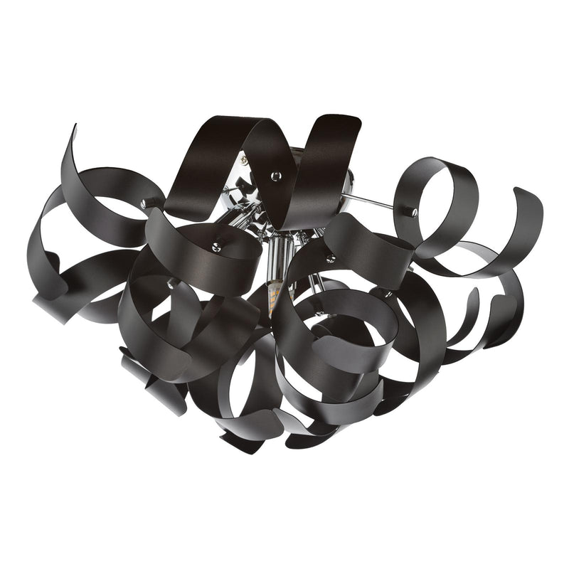 Dar Lighting Swash 4 Light Flush Polished Chrome With Black Ribbons • SWA0450-03